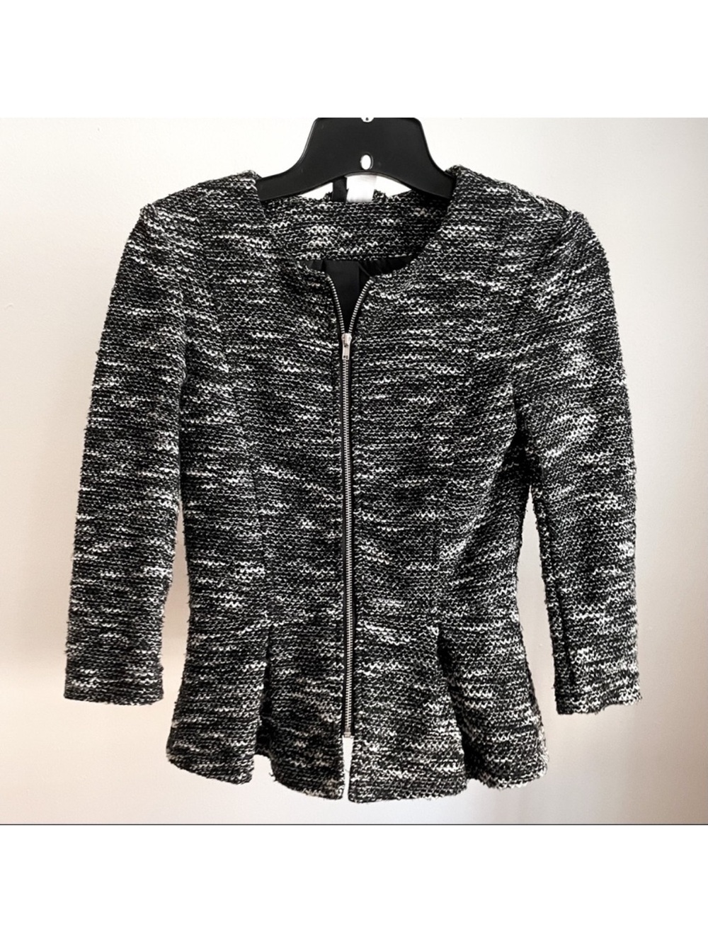 H&M Knit Zip-Up Peplum Blazer